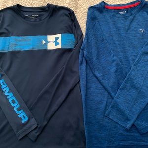 Lot of two youth XL long sleeve tech t-shirts. Under Armour and Old Navy